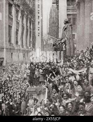 Ve-Day a New York, 8 maggio, 1945. Da The War in Pictures, sesto anno. Foto Stock