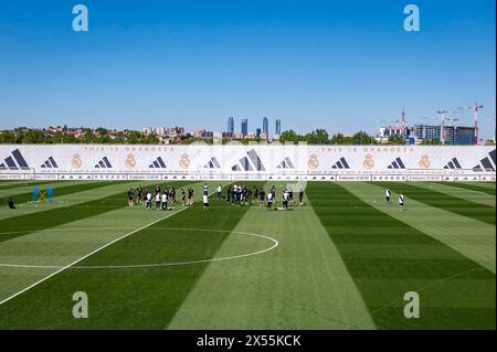 Valdebebas, Madrid, Spagna. 7 maggio 2024. MADRID, SPAGNA - 7 MAGGIO: Una visione generale del campo durante la sessione di allenamento e la conferenza stampa del Real Madrid in vista della semifinale di UEFA Champions League contro il Bayern Munchen al Ciudad Real Madrid il 7 maggio 2024 a Valdebebas, Spagna. (Credit Image: © Alberto Gardin/ZUMA Press Wire) SOLO PER USO EDITORIALE! Non per USO commerciale! Foto Stock