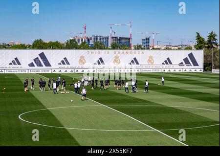 Valdebebas, Madrid, Spagna. 7 maggio 2024. MADRID, SPAGNA - 7 MAGGIO: Una visione generale del campo durante la sessione di allenamento e la conferenza stampa del Real Madrid in vista della semifinale di UEFA Champions League contro il Bayern Munchen al Ciudad Real Madrid il 7 maggio 2024 a Valdebebas, Spagna. (Credit Image: © Alberto Gardin/ZUMA Press Wire) SOLO PER USO EDITORIALE! Non per USO commerciale! Foto Stock