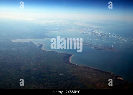 Bilbao costa spagnola da franche la rochelle vista aerea dalla finestra dell'aeroplano Foto Stock