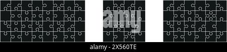 set di modelli di gioco puzzle 16 ,24 e 32 pezzi. Collezione di texture per foto da puzzle. Illustrazione vettoriale piatta isolata su sfondo bianco. Illustrazione Vettoriale