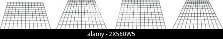 Schema griglia linee quadrate prospettiva . Illustrazione vettoriale piatta isolata su sfondo bianco. Illustrazione Vettoriale