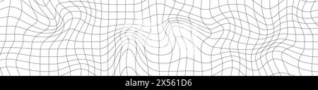 Griglia di mesh a reticolo 3D astratta con un pattern a onda. Illustrazione vettoriale piatta isolata su sfondo bianco. Illustrazione Vettoriale