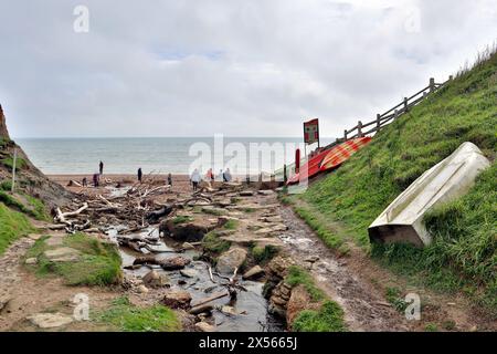 River Eype Mouth a bridport, Dorset Regno Unito Foto Stock