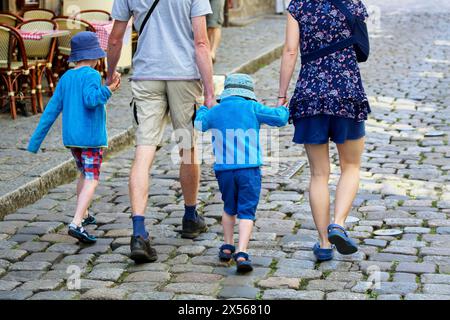 Rue du Jerzual, Dinan, Bretagne, Bretagna Francia Foto Stock