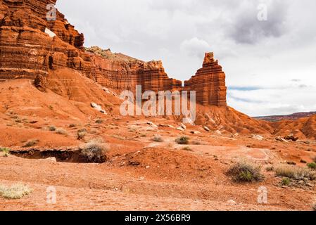 Le meraviglie panoramiche del Capitol Reef National Park nello Utah, Stati Uniti. È uno dei cinque parchi nazionali dello stato. Foto Stock