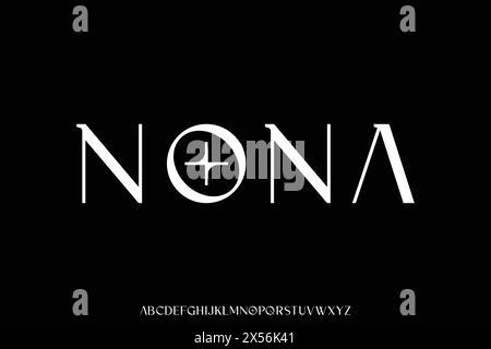 Elegante display alfabetico con caratteri vettoriali. Carattere minimalista Illustrazione Vettoriale