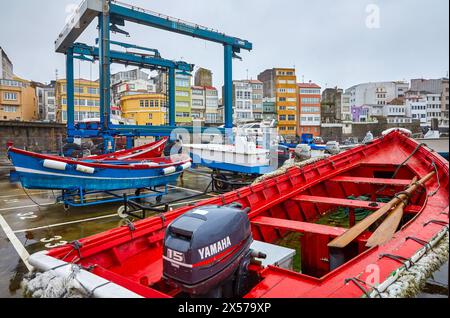 Porto di pesca. Malpica de Bergantiños, Costa da Morte, A Coruña, Galizia, Spagna Foto Stock