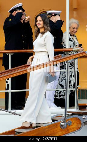 Stoccolma, Schweden. 7 maggio 2024. Principessa Sofia lascia l'ecezione sul Dannebrog a Stoccolma il 2° e ultimo giorno della visita di stato in Svezia credito: Albert Nieboer POINT THE VUE OUT/dpa/Alamy Live News Foto Stock