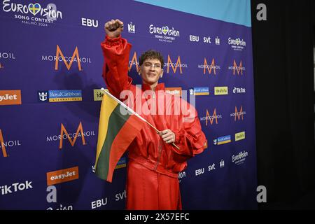 Malmö, SVEZIA 20240507Silvester Belt in rappresentanza della Lituania con la canzone "Luktelk" alla conferenza stampa per le voci che sono passate alla pinna Foto Stock