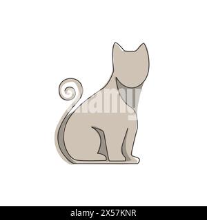 Disegno a linea continua di una semplice icona gattino. Logo Kitty PET Animal con logo Vector Concept. Design grafico moderno a una linea Illustrazione Vettoriale