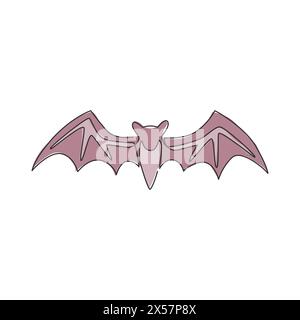 Un disegno a riga singola di pipistrello selvatico per l'identità del logo aziendale dell'azienda. Simpatico concetto di mascotte animale mammifero per il simbolo dell'eroe comico. Moderna rete lin continua Illustrazione Vettoriale