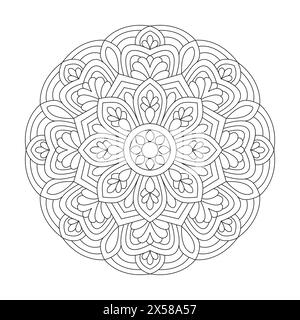 Semplice pagina del libro da colorare Mandala per l'interno del libro kdp, file vettoriale modificabile Illustrazione Vettoriale