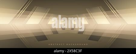 Frecce dorate astratte su sfondo dorato. Banner ampio per illustrazioni vettoriali Illustrazione Vettoriale