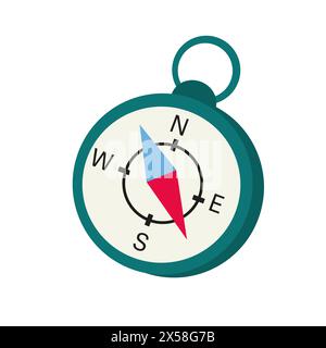Bussola. Giocattolo per bambini per giocare all'aperto. Orienteering sul territorio. Direzione. Illustrazione vettoriale isolata. Illustrazione Vettoriale
