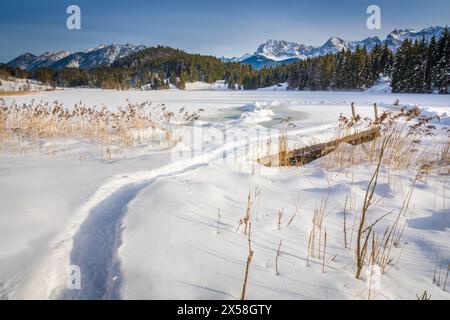 Geografia / viaggi, Germania, Baviera, Kruen, molo di Geroldsee (lago Gerold) vicino a Kruen, ULTERIORI DIRITTI-AUTORIZZAZIONE-INFO-NON-DISPONIBILI Foto Stock