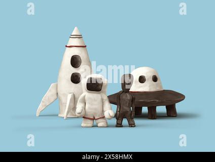 Astronauta e altri personaggi Foto Stock