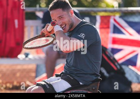 Antalya, Turchia, 8 maggio 2024. Alfie Hewitt dalla Gran Bretagna è in azione durante la Tennis Wheelchair World Team Cup 2024. Crediti fotografici: Frank Molter/Alamy Live news Foto Stock