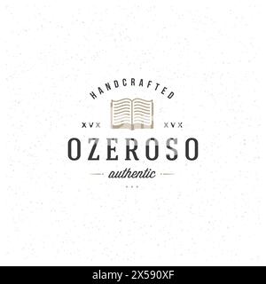 Modello logo universitario. Elemento di design vettoriale stile vintage per logotipo, etichetta, distintivo, emblema. Logo College, Logo Book, Logo Library, Book Line ICO Illustrazione Vettoriale