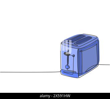 Un'unica linea continua di un classico tostapane elettrico per la casa. Concetto di modello per elettrodomestici. Linea singola trendy d Illustrazione Vettoriale
