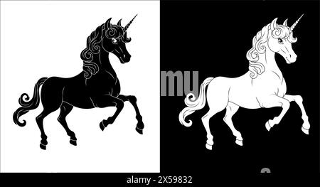 Unicorn Horn Horse Cartoon Mascot di Myth Illustrazione Vettoriale