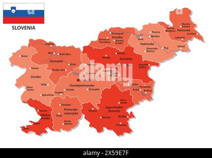 Mappa delle dodici regioni statistiche della Slovenia Foto Stock