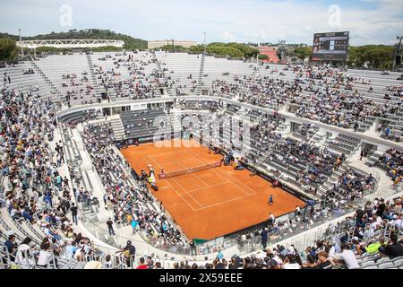 Roma, Italia. 8 maggio 2024. Corte centrale di internazionali BNL d'Italia, torneo master 1000 a Roma durante internazionali BNL d'Italia, partita internazionale di tennis a Roma, 8 maggio 2024 credito: Agenzia fotografica indipendente/Alamy Live News Foto Stock