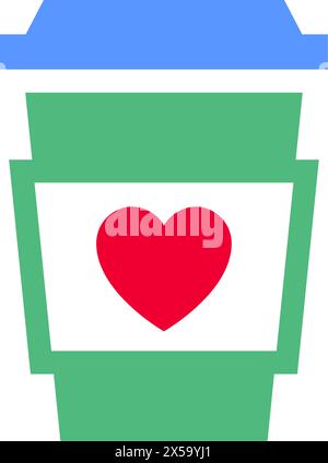 Icona tazza di caffè o tè o simbolo di San Valentino Illustrazione Vettoriale