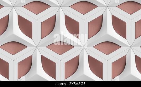 Motivo geometrico astratto con un design senza cuciture con stelle bianche e sfondo marrone chiaro per sfondi e sfondi versatili Foto Stock