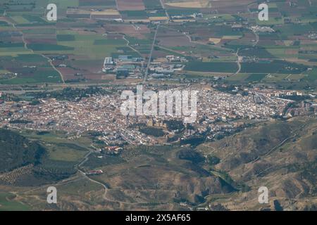 Vista aerea di Antequera, Spagna e dintorni Foto Stock