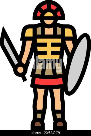 illustrazione vettoriale dell'icona del colore warrior sparta Illustrazione Vettoriale