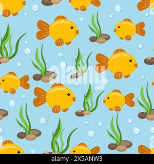 Motivo senza cuciture con pesci d'acquario Illustrazione Vettoriale