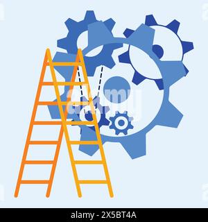 illustrazione delle impostazioni di assistenza e manutenzione. Impostazione degli ingranaggi di riparazione, icone della ruota dentata, banner illustrativo vettoriale Illustrazione Vettoriale