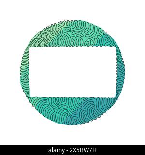 Linea continua singola che disegna forme geometriche, icona rettangolare. Icone di figure vettoriali 3d con linee semplici per ui e ux. Ruotare il cerchio di arricciamento all'indietro Illustrazione Vettoriale