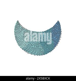 Icona del badge a mezzaluna con disegno a una sola linea. Forma geometrica nera. Design di tag o logo. Segno isolato astratto. Elemento aziendale. Turbolenza cu Illustrazione Vettoriale