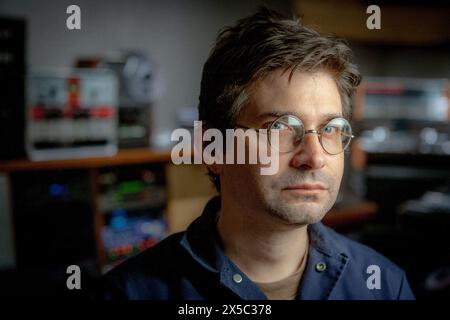 Il musicista e ingegnere del suono Steve Albini presso gli studi Electrical audio di Chicago, Illinois, il 20 settembre 2006. Foto Stock