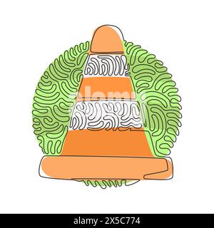 Icona di un bollard singolo con disegno a una linea, bollard trendy di Alert Collection. Equipaggiamento dei vigili del fuoco. Stile di sfondo cerchio arricciatura a turbolenza. Continuo moderno Illustrazione Vettoriale