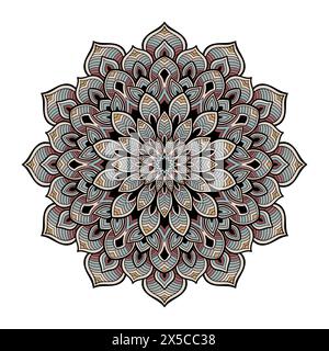 Scopri i segreti di questo mandala, dove spiritualità, arte e design convergono, invitandoti ad abbracciare il potere trasformativo e scoprire il hi Illustrazione Vettoriale