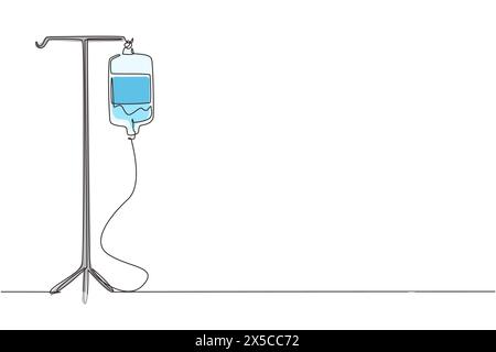 Icona vettoriale di una sacca sangue con disegno continuo su una linea, borsa IV in stile piatto alla moda. Icona Infuse (Infuse). Sacca di sangue. Simbolo di medicina, clinica e assistenza sanitaria. Singolo Illustrazione Vettoriale