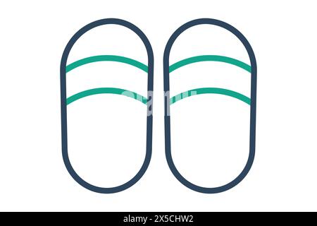 icona pantofole. icona relativa al tessuto. stile icona linea. illustrazione dell'elemento tessile Illustrazione Vettoriale