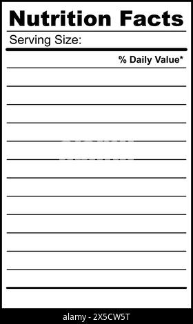 Informazioni sui fatti nutrizionali. Informazioni sulla quantità di grassi, calorie, carboidrati. Illustrazione Vettoriale