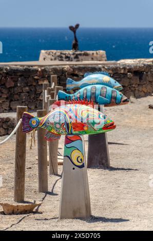 El Cotillo Fuerteventura Isole Canarie 6 giugno 2017: Sculture di El Cotillo Foto Stock