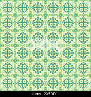 Motivo piastrelle, sfondo moderno senza cuciture per ceramica, batik, tessuto, carta, grigio, pareti, piastrelle, carta da parati decorativa, ornamenti portoghesi, ceramiche popolari Illustrazione Vettoriale