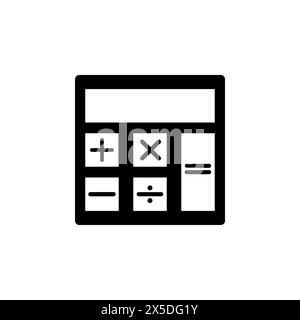 Icona del vettore piatto del calcolatore matematico. Simbolo solido semplice isolato su sfondo bianco. Modello di progettazione di segni per il calcolo matematico per Web e m Illustrazione Vettoriale