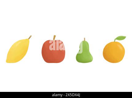 Serie di illustrazioni vettoriali di acquerelli di frutti. Illustrazione Vettoriale