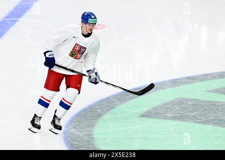 Praga, Repubblica Ceca. 9 maggio 2024. David Kampf durante gli allenamenti della nazionale di hockey della Repubblica Ceca a Praga, in Repubblica Ceca, 9 maggio 2024. Crediti: Katerina Sulova/CTK Photo/Alamy Live News Foto Stock