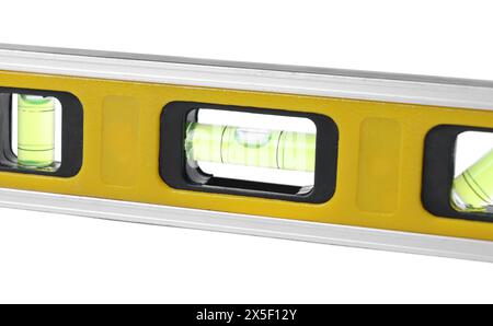 Edificio di colore giallo isolato su bianco. Utensile da costruzione Foto Stock