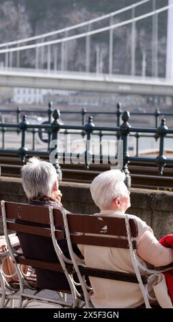 Immagine di una coppia che trascorre del tempo insieme a Budapest, Ungheria, cliccata il 30 marzo 2024 Foto Stock