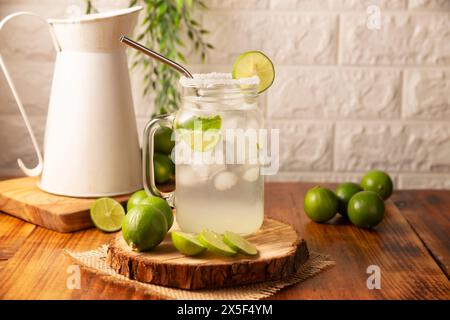 Limonata fatta in casa con limoni biologici e menta, una bevanda rinfrescante popolare in molti paesi. In Messico fa parte delle loro tradizionali fresche Aguas, Foto Stock