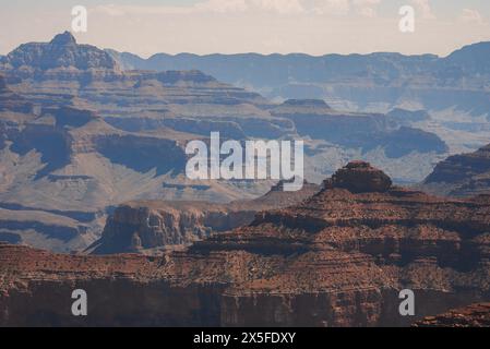 La bellezza del Grand Canyon viene rivelata in una vista panoramica dettagliata Foto Stock